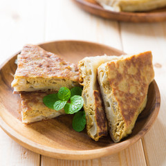 Pan fried stuffed bread murtabak