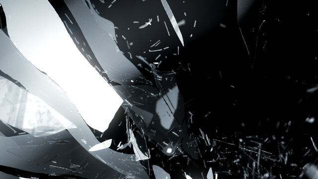 Broken and Shattered glass with slow motion. Alpha