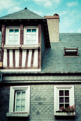 Stylized half-timbered house. Etretat is a commune in the Seine