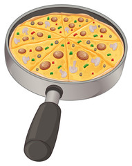 A pan with a pizza