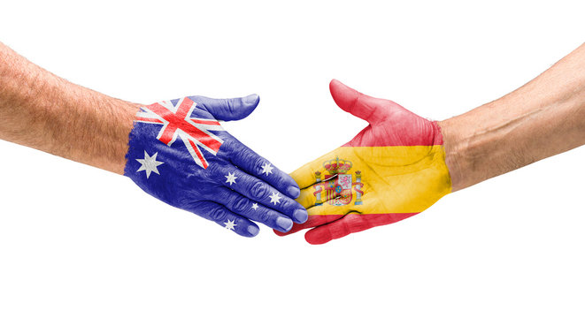 Handshake Australien und Spanien