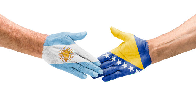 Handshake Argentinien und Bosnien-Herzegowina