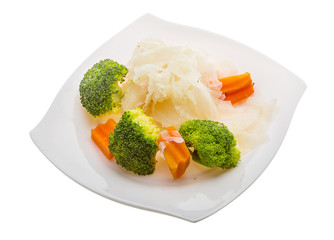 Boiled cabbage and broccoli