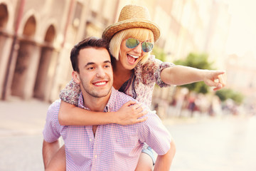 Tourists having fun in the city