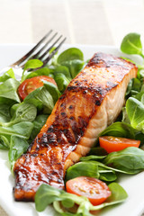 Grilled salmon with a honey glaze