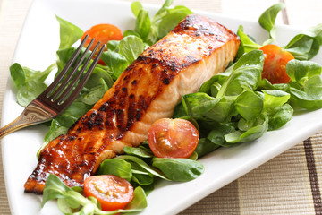 Grilled salmon with a honey glaze