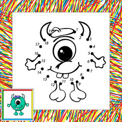 Funny vector alien (third). Dot to dot