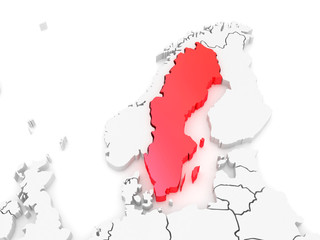 Map of Europe and Sweden.