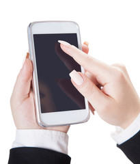 girl holds smart phone