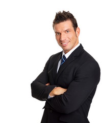 Portrait of handsome businessman, left you can write some text