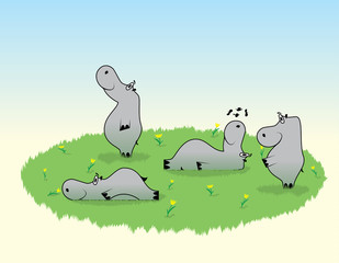 Hippopotamus funny caricature cartoon behemoth