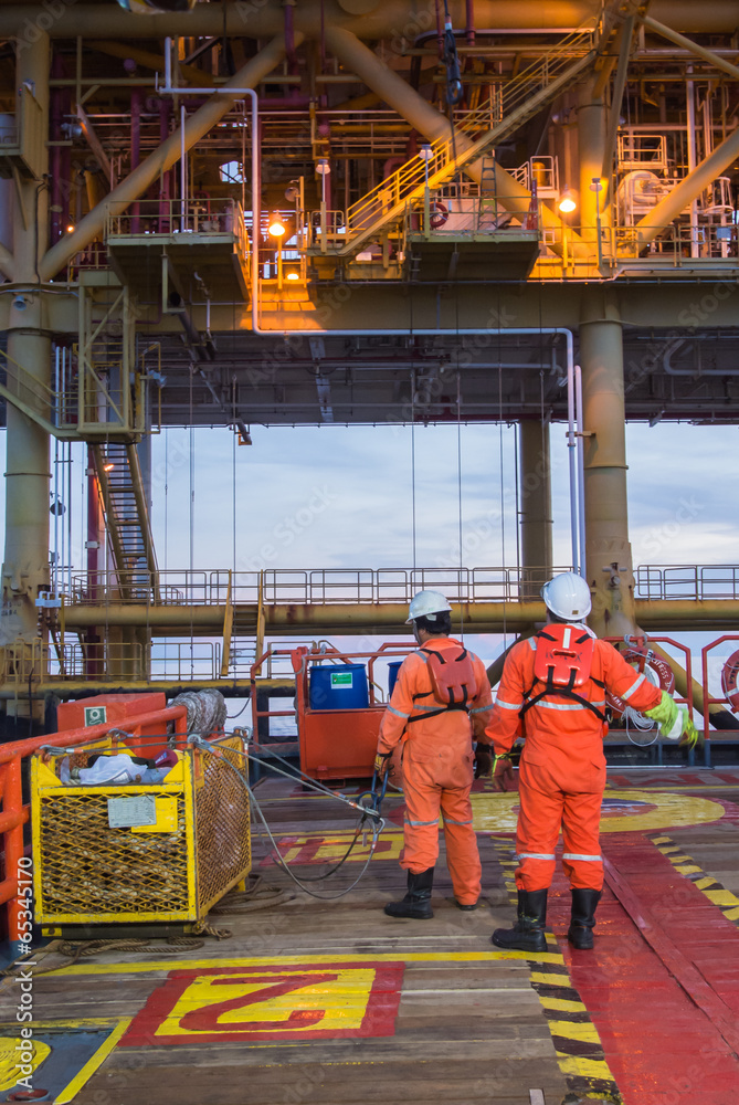 Wall mural oil production platform on the sea