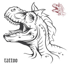 Sketch of tattoo dinosaur.