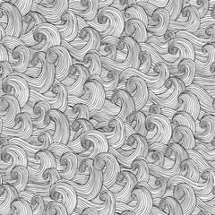 Waves seamless pattern in black and white