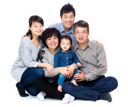 Three Generation Asian Family