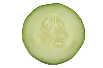 sliced cucumber isolated on white background.