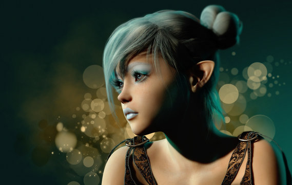Blue Sylph Portrait, 3d CG