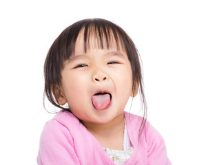 Asian little girl lick sticking out