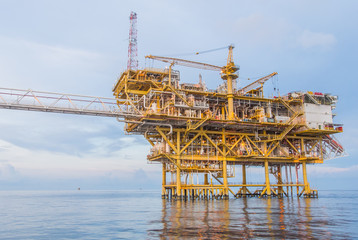 oil production platform on the sea