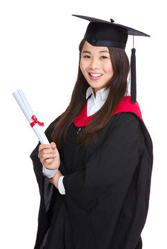 Graduating student girl with academic gown