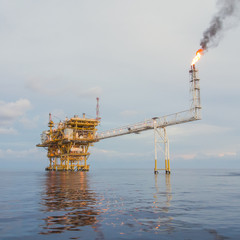 oil production platform on the sea