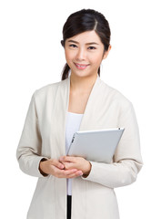 Woman holding tablet computer