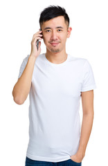 Casual man talking on phone