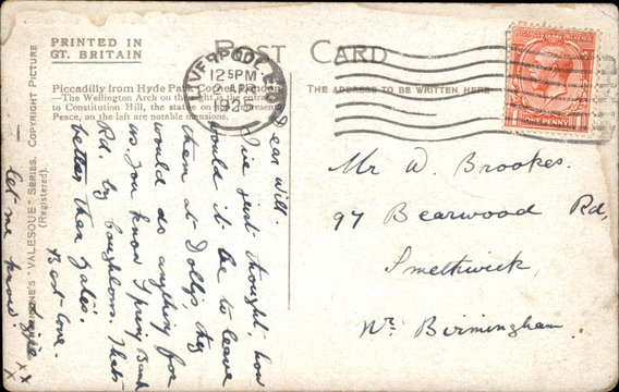 Backside Of Postcard