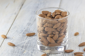 almonds in a glass