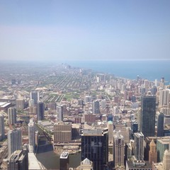 Fototapeta na wymiar chicago with skyscraper and downtown