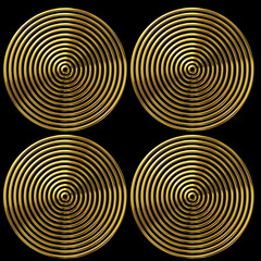 Abstract of gold circles on black