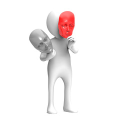 3d man with sad and happy masks