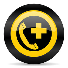 emergency call black yellow web icon