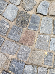 Textura, detalle, adoquín. Peatonal