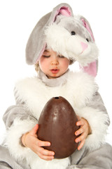 Fototapeta premium Playing with chocolate easter egg