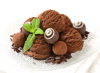 Chocolate ice cream and truffles