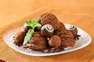 Chocolate ice cream and truffles