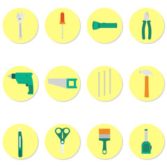 Circular icons of tools