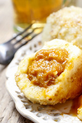 Apricot in pastry, popular austrian dish. Garden party table