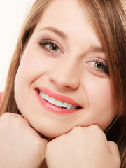 Fototapeta premium Face of young woman happy girl college student