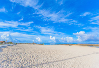 Tropical white sand beach and blue sky