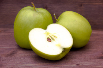 Apples on wooden
