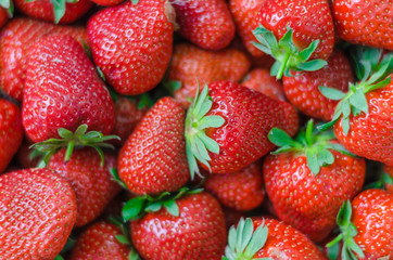 Fresh Ripe Perfect Strawberries Full Frame Background