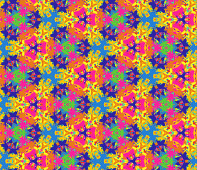 Seamless Pattern Composed of Bright Color Abstract Elements