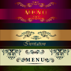 Set of vector menu cards in vintage style