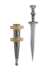 Antique Roman dagger with scabbard