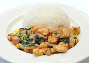 Basil fried rice with pork, Thai food