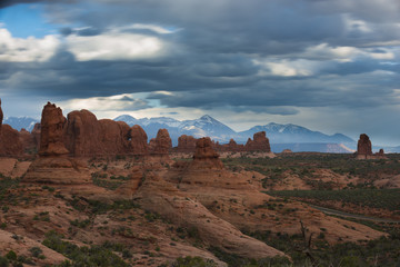 Arches National with cloudy sky