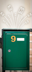 Hand drawn envelopes comming out of a mailbox