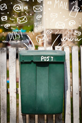 Obraz premium Postbox with white hand drawn mail icons